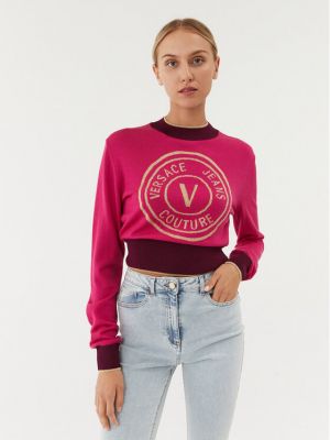 Priliehavý sveter Versace Jeans Couture ružová