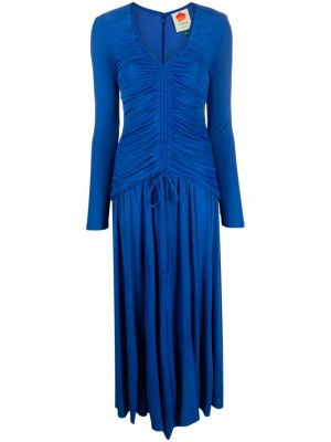 Коктейлна рокля с v-образно деколте Farm Rio синьо