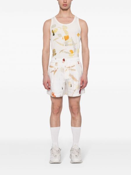 Shorts de sport à imprimé à motifs abstraits Feng Chen Wang blanc