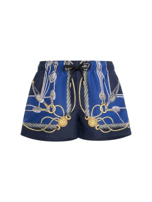Pantalones cortos de nailon con estampado Versace Underwear azul