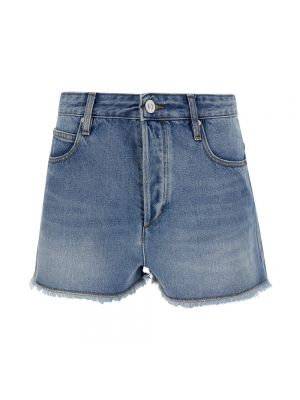 Szorty jeansowe z frędzli Isabel Marant niebieskie