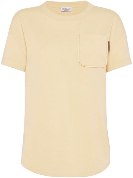 T-shirt di cotone Brunello Cucinelli giallo