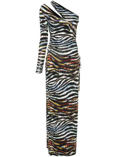 Dolga obleka s potiskom z zebra vzorcem Just Cavalli črna