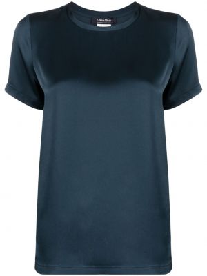 Saténové tričko s okrúhlym výstrihom 's Max Mara modrá