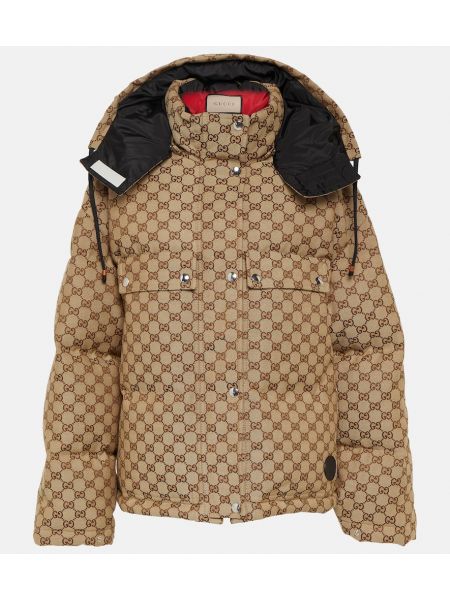 Pamučna pernata jakna Gucci smeđa