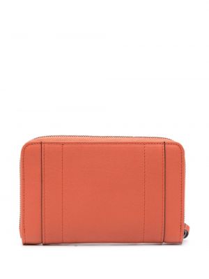 Kožená peněženka Longchamp oranžová