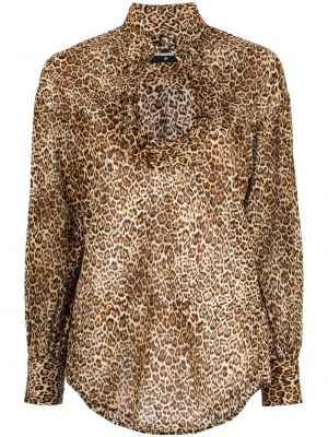 Bluza s potiskom z leopardjim vzorcem Dsquared2 rjava