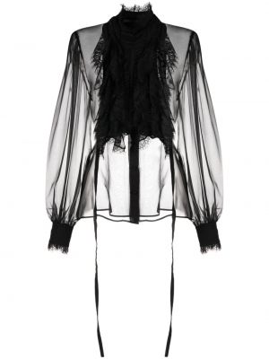 Прозрачна блуза от шифон Alberta Ferretti черно