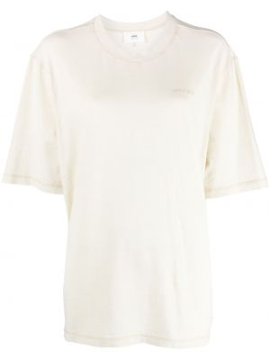 Памучна тениска бродирана Ami Paris бяло