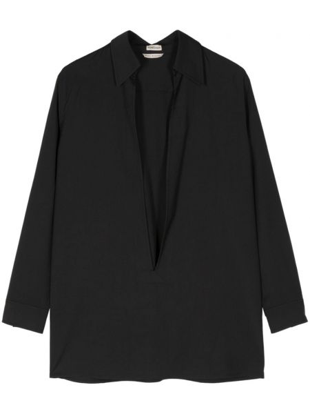 Μάλλινο μακρύ πουκάμισο με λαιμόκοψη v Hermès Pre-owned μαύρο