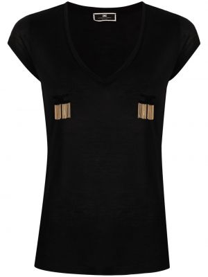 Camiseta con lentejuelas Elisabetta Franchi negro