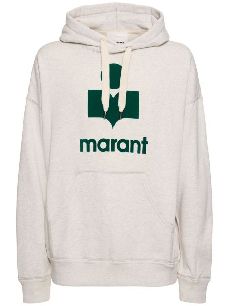 Pamučna hoodie s kapuljačom Marant bijela