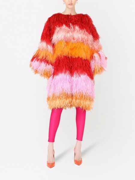 Abrigo con plumas a rayas de plumas Dolce & Gabbana rojo