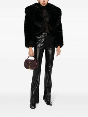 Veste en fourrure à capuche Versace noir