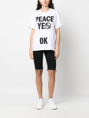 T-shirt avec imprimé slogan en coton à imprimé Stella Mccartney blanc