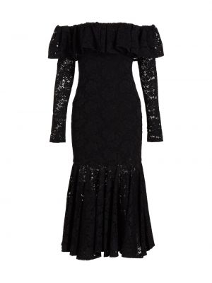 Кружевное платье миди с открытыми плечами Alessia CAROLINE CONSTAS, черный