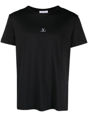 Czarna haftowana koszulka Vuarnet