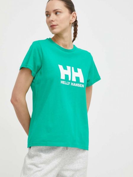 Koszulka bawełniana Helly Hansen zielona