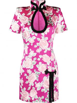 Trykt silke dress Alessandra Rich rosa