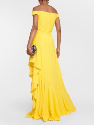 Макси рокля с волани Alexander Mcqueen жълто