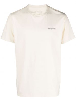 Majica s potiskom z okroglim izrezom Patagonia bela
