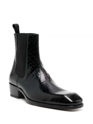 Kožené kotníkové boty Tom Ford černé