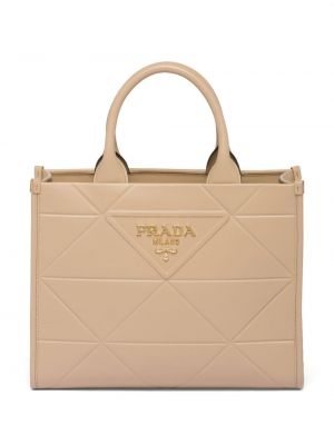 Shopper en cuir Prada beige