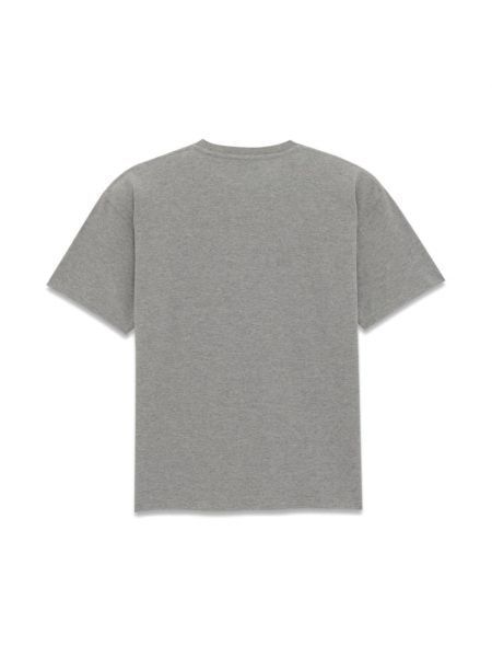 Camisa con bordado de cuello redondo Saint Laurent gris