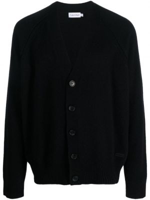 Cardigan de lână cu decolteu în v Calvin Klein negru