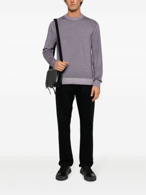 Vlněný svetr s potiskem Boss fialový