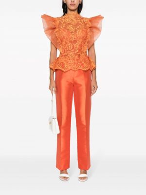 Saténové rovné kalhoty Gemy Maalouf oranžové