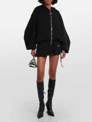 Oversized bavlněná mikina s kapucí na zip The Attico černá