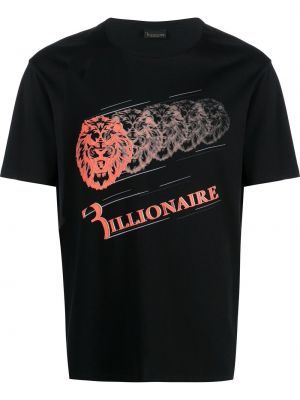 Raštuotas medvilninis marškinėliai Billionaire juoda