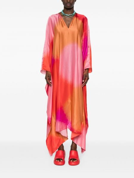 Saténové rovné šaty s potiskem Gianluca Capannolo oranžové
