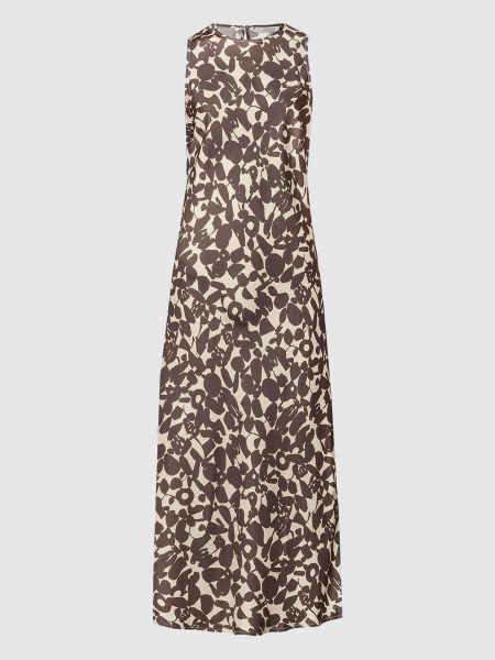 Шовкова сукня з принтом Asceno коричнева