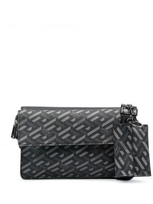 Чанта през рамо с принт Versace черно