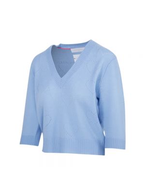 Sweter z kaszmiru z okrągłym dekoltem Cashmere Company niebieski