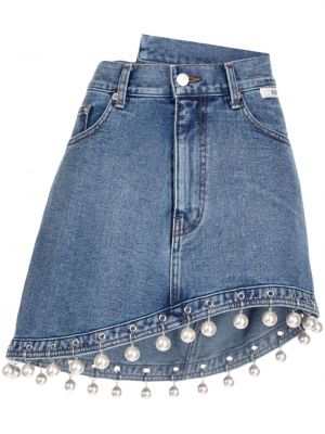 Spódnica jeansowa z perełkami Kimhekim niebieska