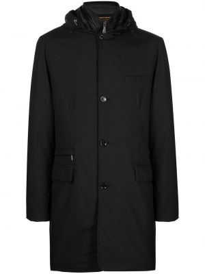 Kabát na gombíky s kapucňou Moorer čierna