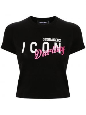 Памучна тениска Dsquared2 черно