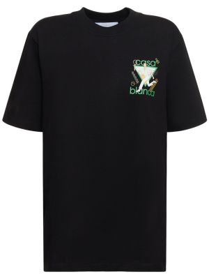 T-shirt con stampa in jersey Casablanca nero