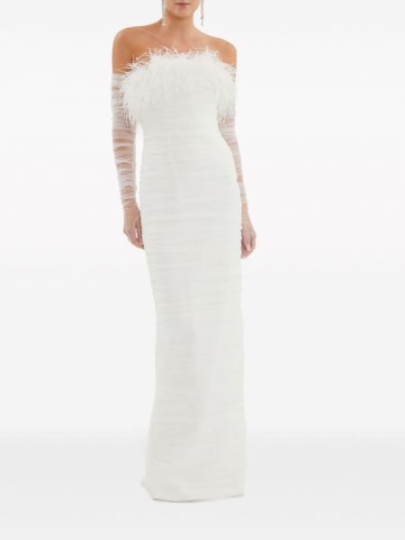 Večerní šaty z peří Rebecca Vallance bílé