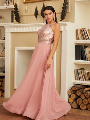 Шифонова вечірня сукня з паєтками Carmen рожева