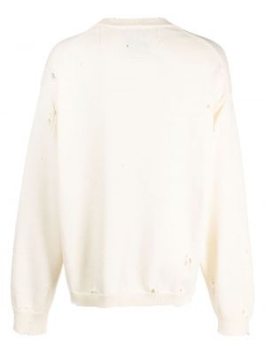 Sweter z przetarciami bawełniany Maison Mihara Yasuhiro biały