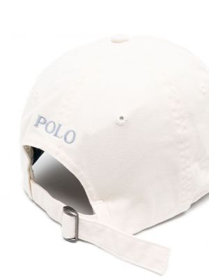 Medvilninis siuvinėtas kepurė su snapeliu Polo Ralph Lauren smėlinė