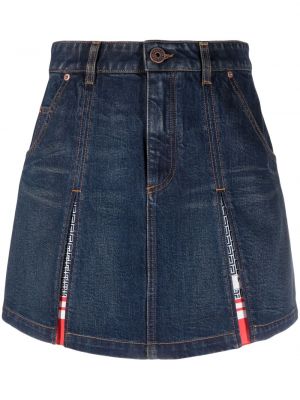 Plisovaná džínsová sukňa Balmain modrá