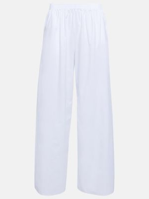 Bavlněné kalhoty s vysokým pasem The Row bílé