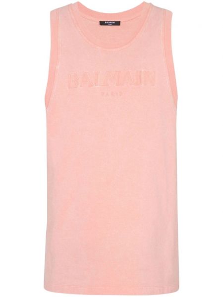 Pamučna košulja s vezom Balmain ružičasta