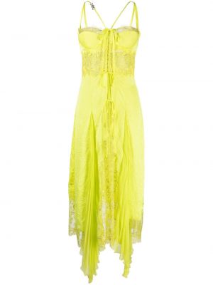 Асиметрична прозрачна сатенена коктейлна рокля Versace жълто