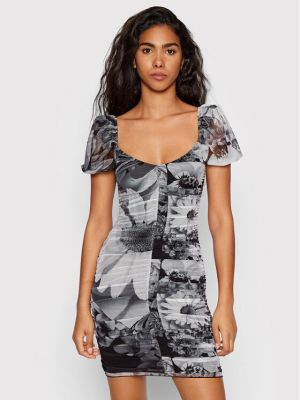 Desigual Koktejlové šaty MONSIEUR CHRISTIAN LACROIX Marsella 22SWVK45 Šedá Slim Fit